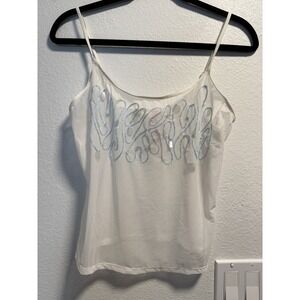 VTG NWT Y2K Victoria Secret Sheer Mesh Tank Top Iridescent Sequins Size Small
